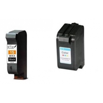 Cartucho Compatível com HP 615 645 Preto + Cartucho 17 6625a Color 710c 840c