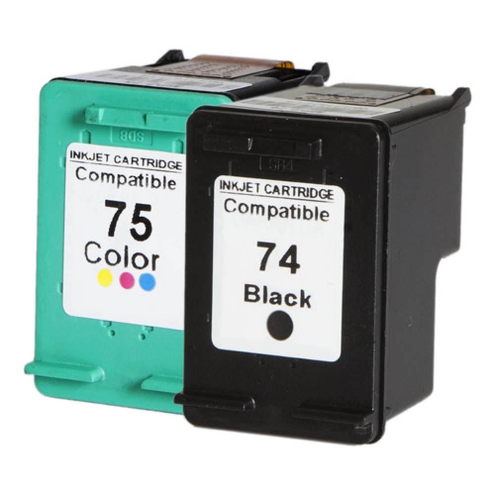 Par Cartucho De Tinta Compatível com HP 74 + 75 Para C4280 4480 J5780 5280
