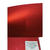 Papel Glitter Metálico A4 - 250g - Vermelho - 10 Folhas