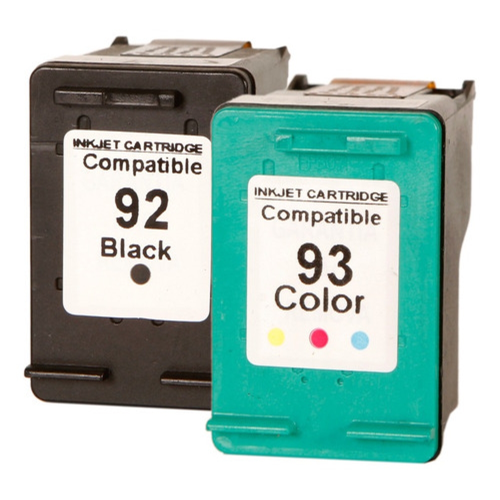 Par Cartucho Compatível com HP 92 Preto + 93 Color 1510 C3180 C4180