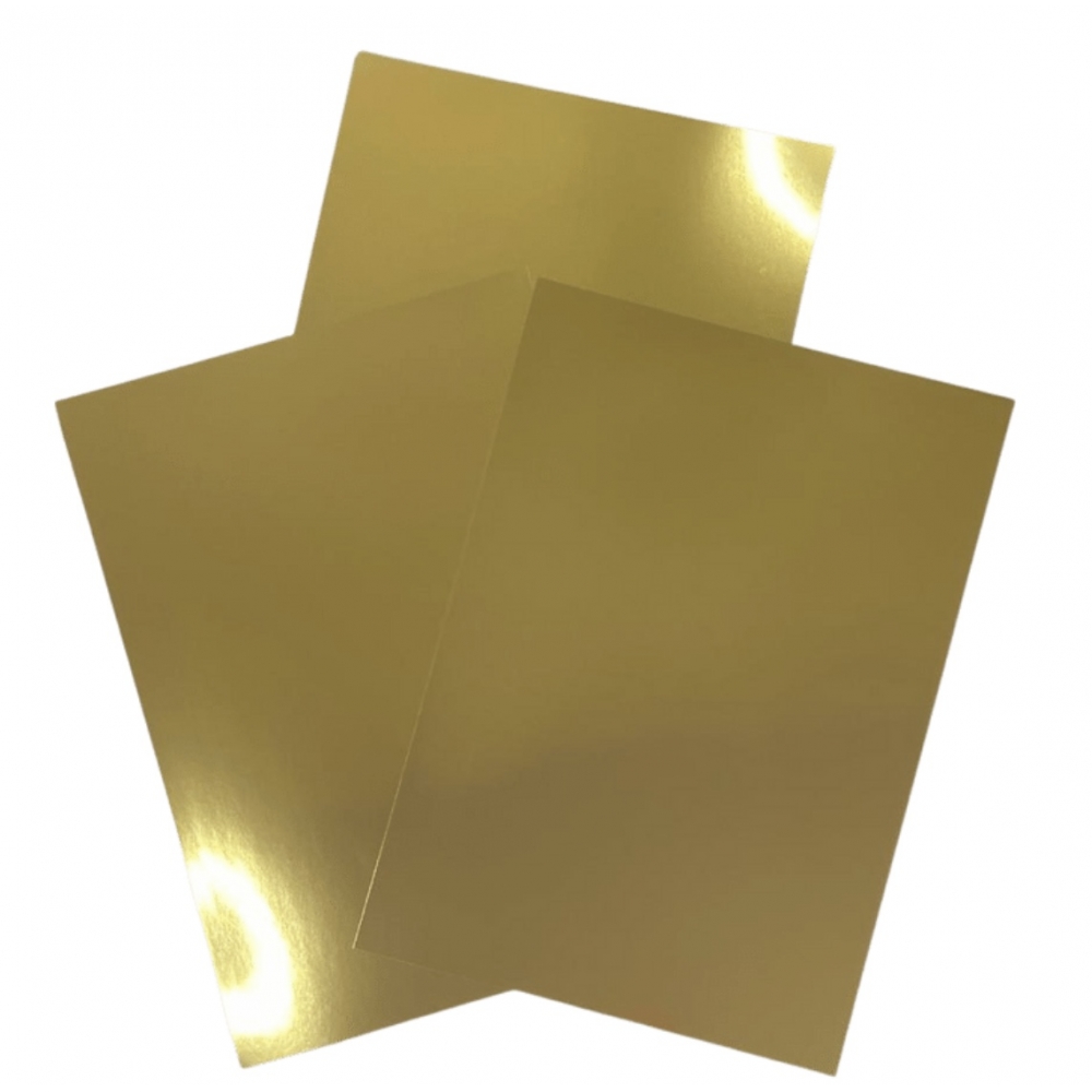 10 Folhas Papel Lamicote Laminado Dourado 1 Face 250g A4