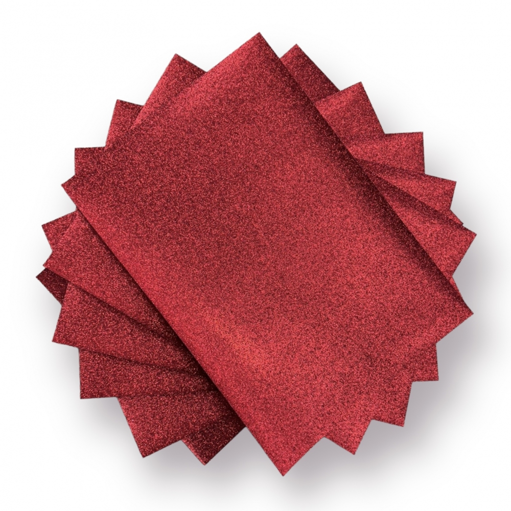 Papel Glitter A4 - 180g - Vermelho - 5 Folhas