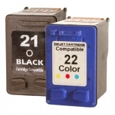 Par Cartucho Compatível com HP 21 Preto + 22 Color F4180 D2360 J36