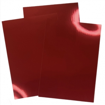 10 Folhas Papel Lamicote Laminado Vermelho 1 Face 180g A4