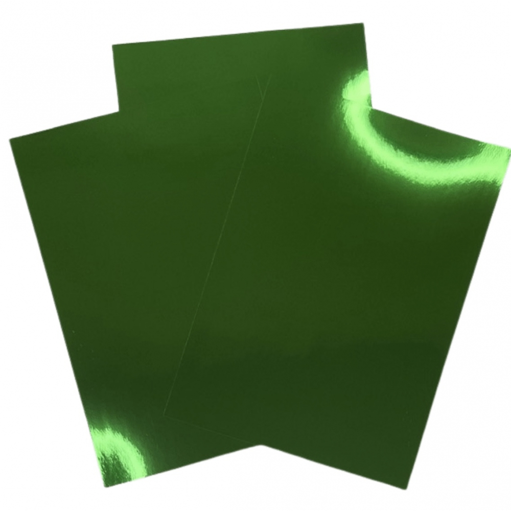 10 Folhas Papel Lamicote Laminado Verde 1 Face 180g A4