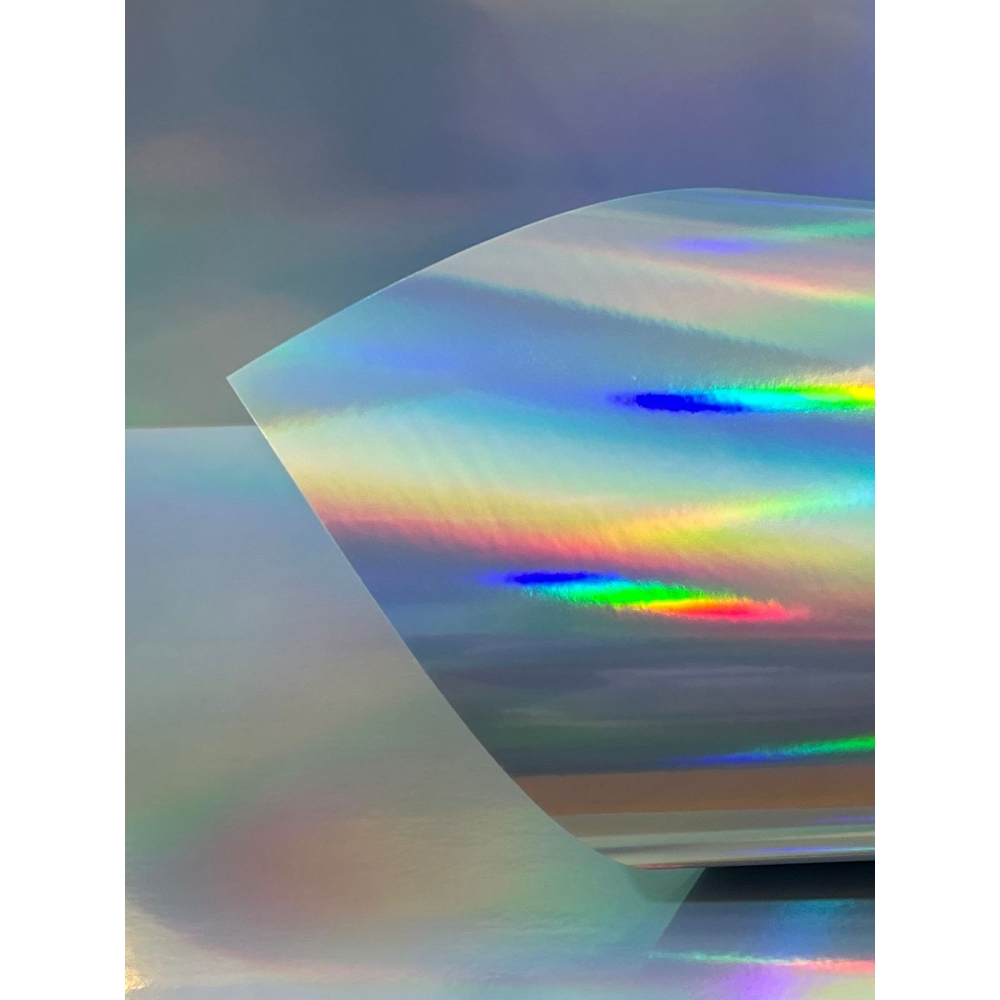 10 Folhas Papel Vinil Filme Adesivo Holográfico Arco-ìris Prova D´agua 150g A4 - Branco