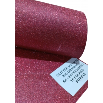 Papel Glitter Metálico A4 - 250g - Purple - 10 Folhas
