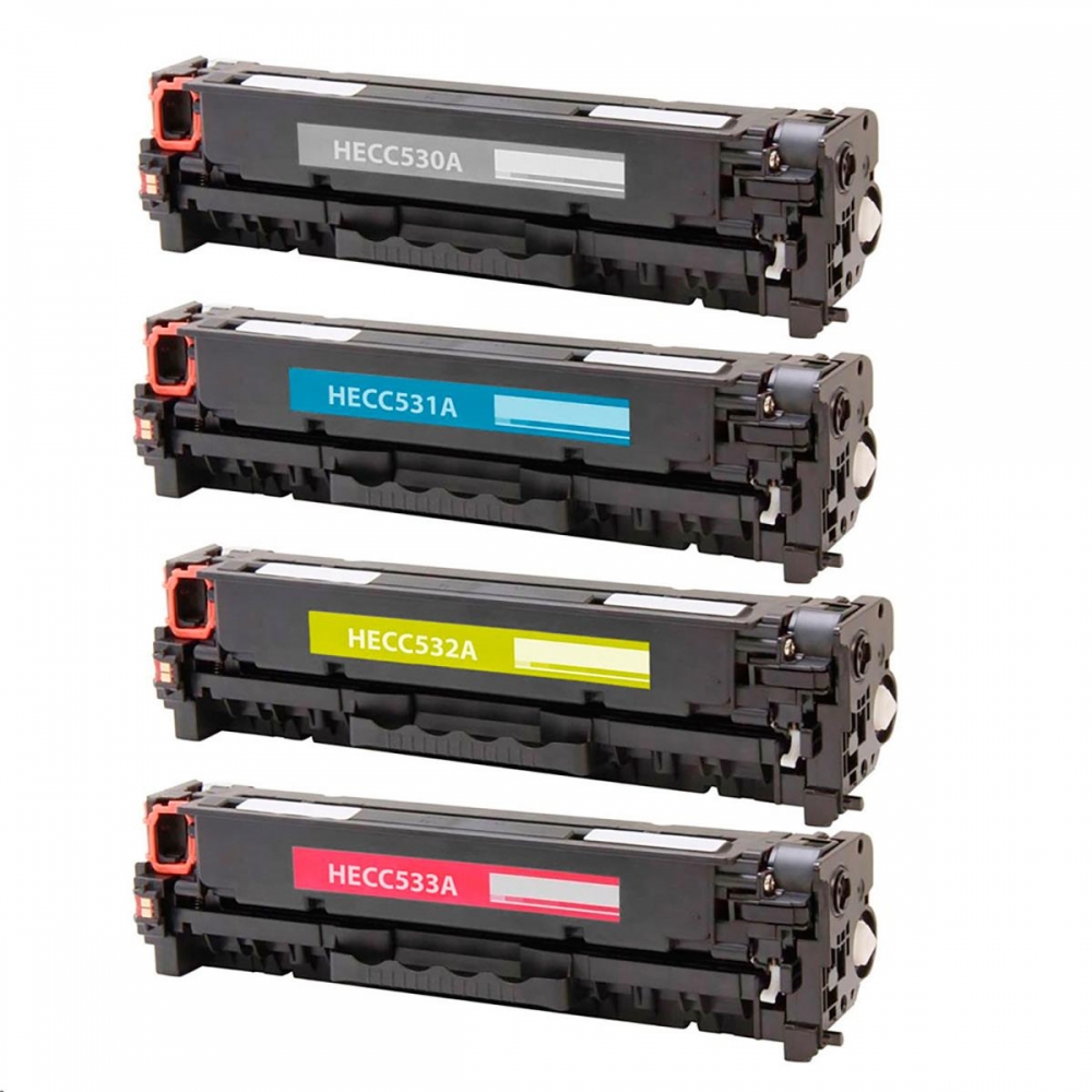 Kit 4 Toner Compatível com HP CC530A CC531A CC532A CC533A para CP2020 CP2025 CM2320