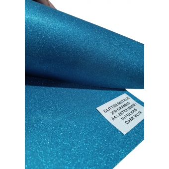 Papel Glitter Metálico A4 - 250g - Azul - 10 Folhas