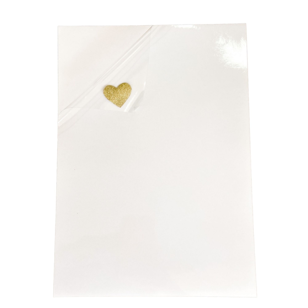 10 Folhas Papel Vinil Filme Adesivo Transparente 150g A4 - Branco