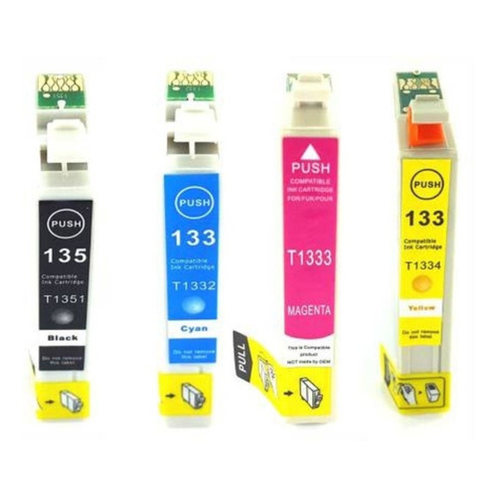 Kit 4 Cartuchos Compatíveis com Epson T1351 1332 1333 1334 T135 T133 para Tx125 Tx123 T25 Tx133 Tx135