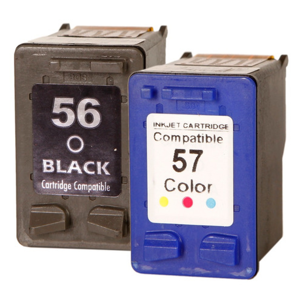 Par Cartucho Compatível com HP 56 + 57 Para Psc 1213 1215
